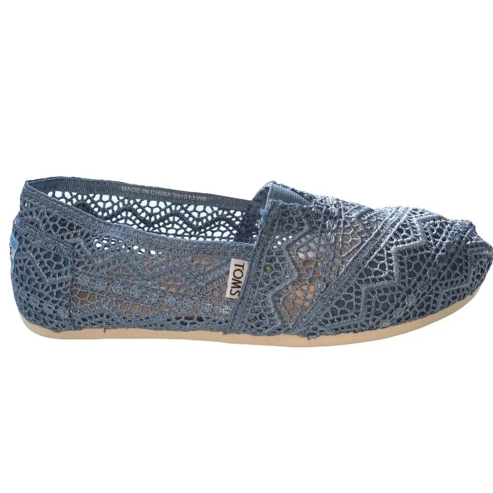Toms Slip On Alpargata Size 8 Classics Denim Crochet NWT - Picture 4 of 10